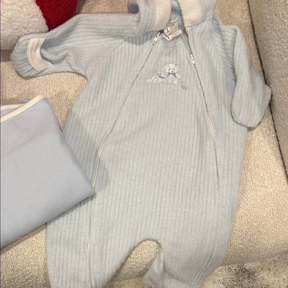 Baby Dior onesie and blanket